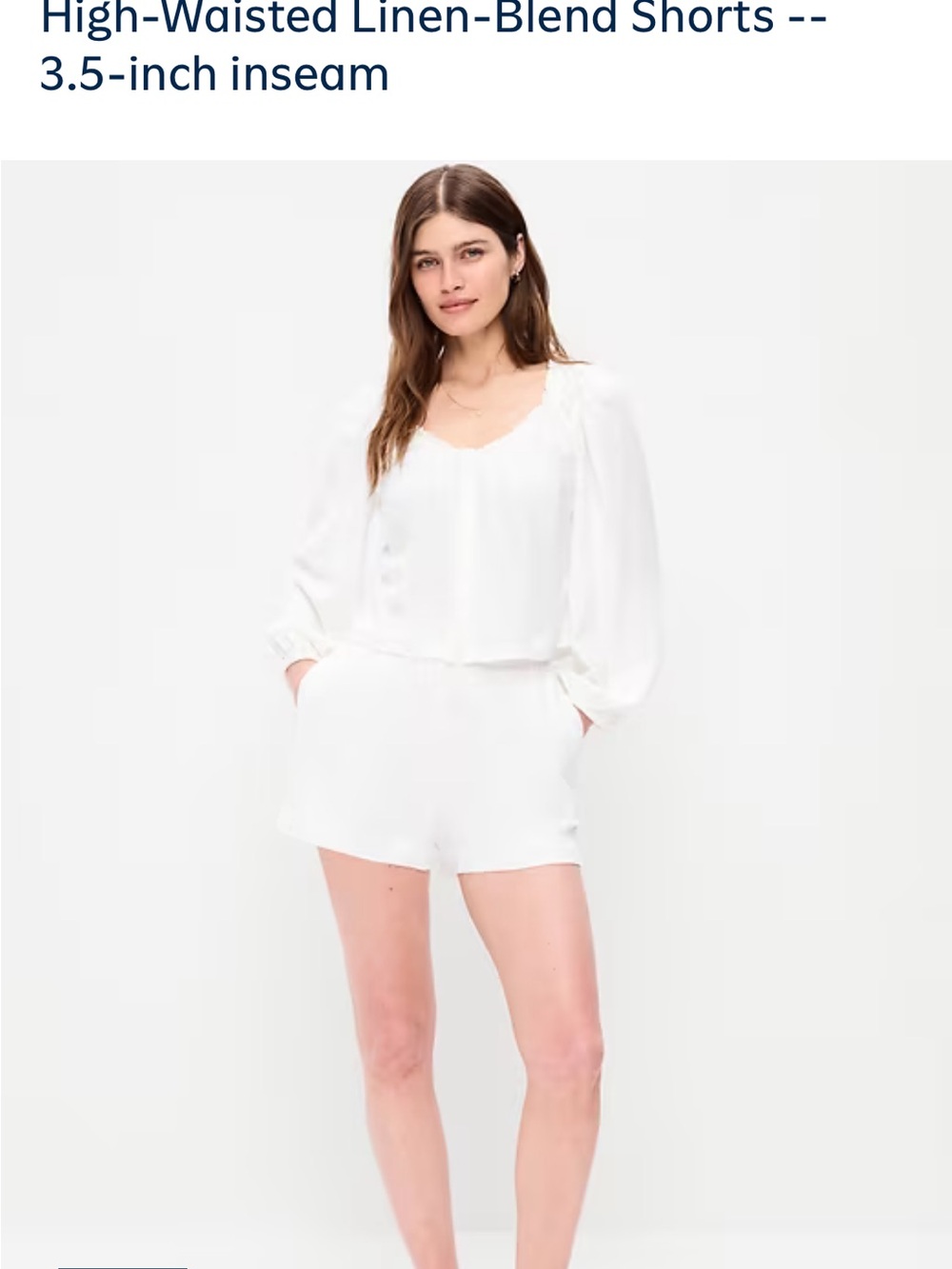 NWT Old Navy White High-Waisted Linen-Blend Shorts